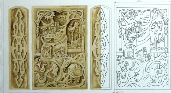 Handmade: Paintings of carvings.